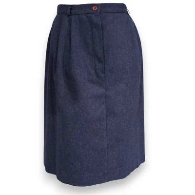 Russ Togs винтажный 70-х Союз сделал синий шерсти midi офис юбка 30 в талии - Изображение 1 из 4
