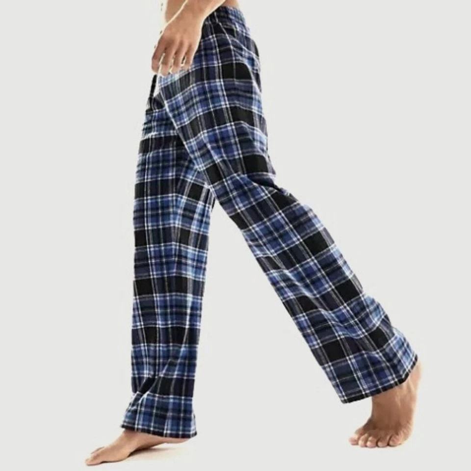 Embassy Men's Flannel Drawstring Straight Leg Plaid Lounge Pants Blue Small NWT - Image 1 of 3