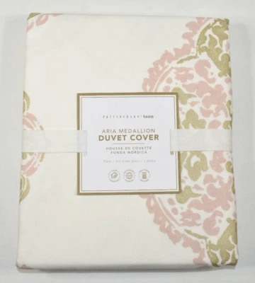 Funda nórdica doble Pottery Barn Teen Aria Medallion rubor en polvo oro rosa NUEVA Foto 1 de 4