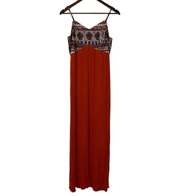 Maxi Vestido Xhilaration Boho Talla XXL Naranja Óxido Bordado Estilo Festival Foto 1 de 4