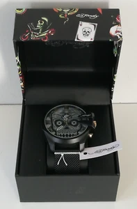 Ed Hardy Men’s Skullface Watch Black Aluminum Strap New - Picture 1 of 8