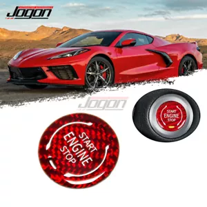 Pegatina roja de botón de parada del motor de arranque de carbono para Corvette C8 Stingray 2020-2025 - Imagen 1 de 6