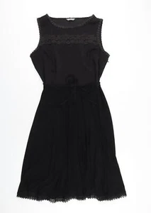 Marks and Spencer Womens Black Polyester A-Line Size 14 Round Neck Zip - Picture 1 of 10
