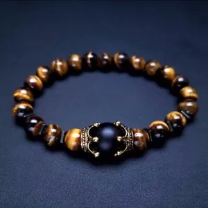 Bracciali Perline Naturali Moda Lusso Perline Braccialetto Occhio di Tigre Pietra Gioielli Fai da Te - Foto 1 di 24