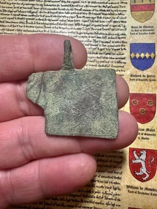 12th/13th Century Early Medieval Horse Pendant With Hatched Gilded Design - Picture 1 of 1