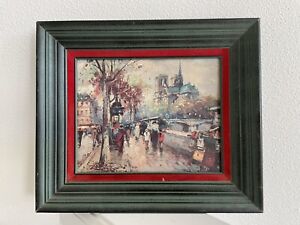 Vintage Canvas Print “Street Scene” Antoine Blanchard, No 806, 8x10 w/Wood Frame