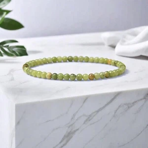 Natural Nephrite 4mm Gemstone Beads Green Crystal Healing Reiki Stretch Bracelet - Picture 1 of 6