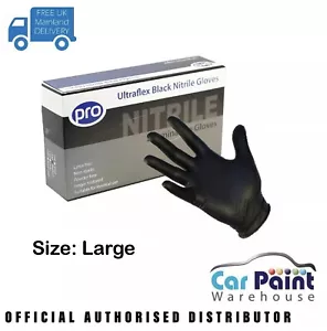 Guanti PRO Ultraflex Nitrile Nero Taglia L Senza Polvere 100pz Esame Medico - Foto 1 di 3