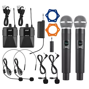 UHF Wireless Microphone System Handheld Dual Mic with Receiver Transmitter L9Z6 - Picture 1 of 12