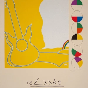 Heinz te Laake Gitarre Ausstellungsplakat Kunsthalle Düsseldorf signiert 1973 - Picture 1 of 3