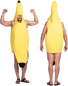 Bananen Kostüm Herren Damen Unisex Lustig Karneval Halloween Kostüm Banane Outfi - Bild 1 von 12