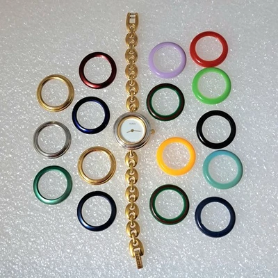 Gucci Change Bezel 11/12.2 Quartz White Dial Women's Watch Gold 16 Bezels RECEIP - Image 1 of 4