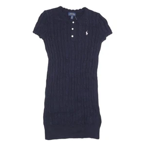 Mini Vestido Polo Ralph Lauren Niñas Azul Marino Tejido con Cable Mezcla de Algodón Manga Corta - Imagen 1 de 6
