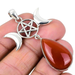 Ciondolo Chakra Sacro Corniola Rossa Argento Massiccio Giorno delle Sorelle Trendy Nuovo - Foto 1 di 7