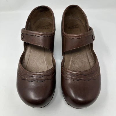 Zapatos Dansko para mujer talla 41 cuero marrón Mary Jane zuecos cómodos correa floral Foto 1 de 4