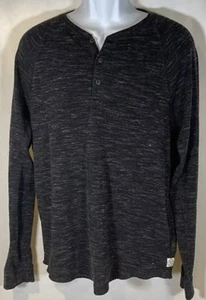 American Eagle Henley T Shirt Heathered Black Long Sleeve Top Men’s Sz Large - Picture 1 of 18