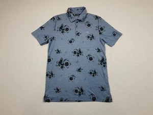 Travis Mathew Polo Shirt Men's M Blue Hawaiian Golf Performance Floral Stretch - Picture 1 of 10