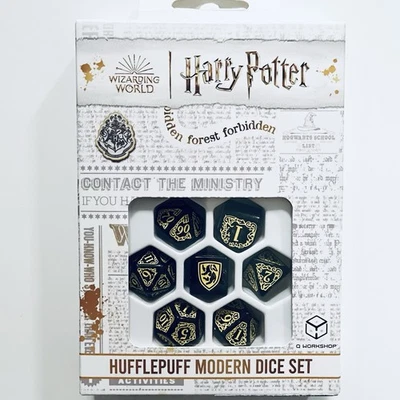 Harry Potter Hufflepuff Modern Black Dice Set (7) Q-Workshop D&D RPG - Image 1 of 2