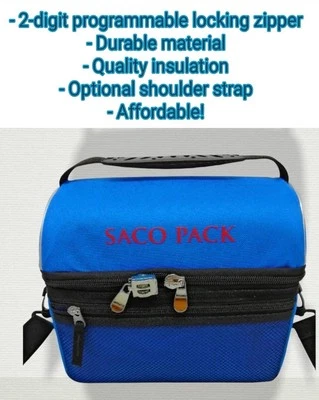 Saco de almoço de vinil acampamento com compartimentos (vermelho ou azul) cores - Imagem 1 de 4