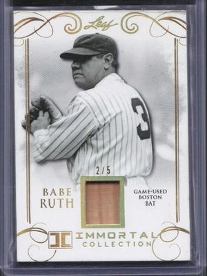 2017 Leaf Immortal Collection Babe Ruth Game Used Bat Relic Gold /5 Red Sox  - Image 1 of 2