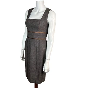 Badgley Mischka Dress Size 2 Brown Tweed Sheath Prencil Tailored Corporate - Picture 1 of 13