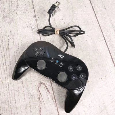 Official Nintendo Wii Pro Controller Classic Black, RVL-005 OEM - TESTED WORKING - Image 1 of 4