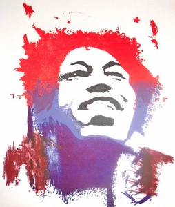 Jimi Hendrix Abstract Print by Albert Rykhof III - Lithograph #3 - VINTAGE - Picture 1 of 7