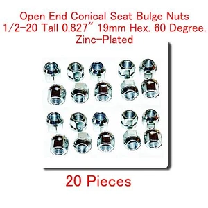 20 Pieces LUG NUTS OPEN END BULGE ACORN 1/2-20 Tall 0.827 19mm Hex - Picture 1 of 1