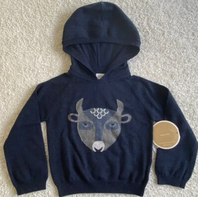 Suéter tejido con capucha azul oscuro talla 3T 100 % algodón EGG by Susan Lazar nuevo con etiquetas Foto 1 de 4