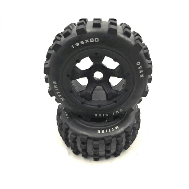 Rear Knobby Wheel Tyres 2PC FOR KM RV HPI Baja 5T 5SC 1/5 Scale RC Car Parts  - Image 1 of 2