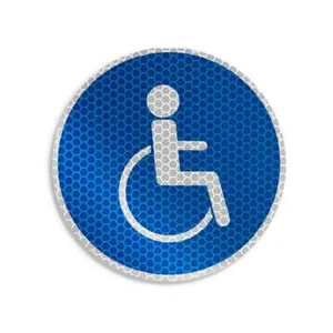 Verkehrszeichen-Aufkleber „Rollstuhlfahrer“ - Durchmesser 10 cm – reflektierend - Bild 1 von 4