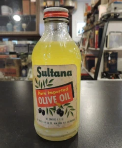 Sultana Pure Imported Olive Oil Vintage Full Glass Bottle A&P Tea Co New York - Picture 1 of 5
