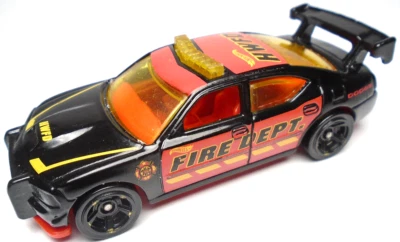 2021 HOT WHEELS DODGE CHARGER DRIFT FIRE DEPT. BLACK 2 7/8" DIECAST CAR WITH RED - Image 1 of 4