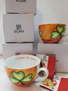 EGAN 1 TAZZA COLAZIONE CAMPO DI CUORI 8X12 Circa In PORCELLANA Jumbo - Foto 1 di 6