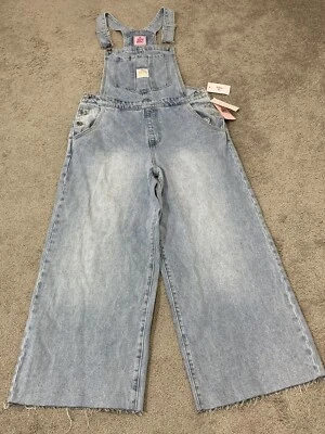Juicy Couture Wide leg Overalls Women’s Size Medium In light wash with Raw Hem - Image 1 of 4