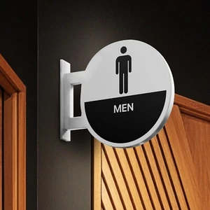 Restrooms & Bathrooms Double-Sided PVC Sign – Indoor/Outdoor for Business Use - Picture 1 of 5