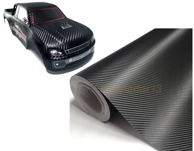 Rc Car Black Carbon Fiber Vinyl Wrap For Traxxas Hpi Kyosho Losi Arrma 12"x50"in - Image 1 of 3