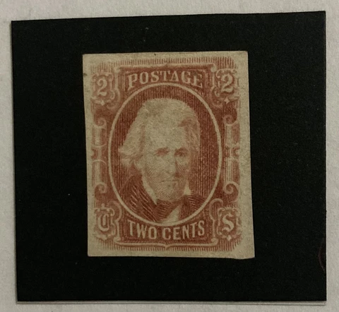 2 Cents #8 Confederate  Stamp Brown Red. Unusually deep color, Original Gum Cover