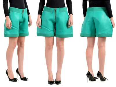 DSQUARED2 Vaqueros Piel Shorts Suelto Rock-Pants Pantalones Emerald Verde Rare - Imagen 1 de 4