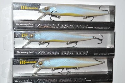 3 lures megabass ito vision 110 oneten USA suspending jerkbait 1/2z french pearl - Image 1 of 4