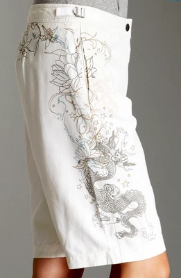 Da-Nang Dragon Silk Blend Short White XS NWT $152 - Image 1 of 4