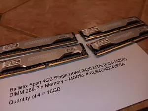 BALLISTIX sport 16gb (4x4gb) ddr4 RAM - 2400 288 PIN 1.2 V BLS4K4G4D240FSA - Picture 1 of 5