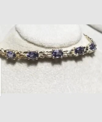 Chuck Clemency NYCII 纯银紫色坦桑石网球手链 sts 925 — 第 1/4 张图片