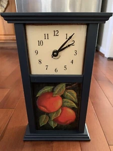 S S Tappin Designs Folk Art Apple Primitive Wooden Mantle Table Clock - Picture 1 of 10