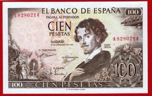 UNC, 100 Peseten, 1965 ''Bequer'' Serie A, Spanien - Bild 1 von 2