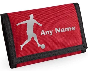 Personalisierte rote Geldbörse Fußballer-Design Jungen Kinder mit Münzfach Geschenk - Bild 1 von 11
