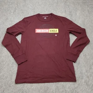 American Eagle Hemd Herren Small Rot Gelb Langarm Logo Preppy Freizeit Erwachsene - Bild 1 von 9