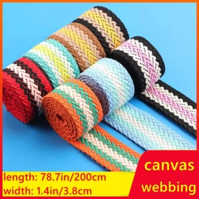 Cinta de lona a rayas 2M cinta correa cinturón bolsa mochila costura artesanía Foto 1 de 4