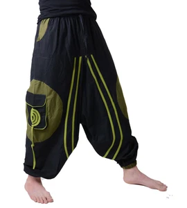 Men's Hippie Harem Pants with Spiral Pattern - Picture 1 of 17