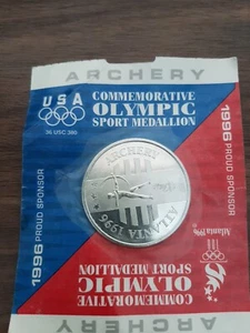 1996 OLYMPIC Atlanta USA Commemorative Sport Medallion ARCHERY Coin NEW - Picture 1 of 2